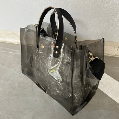 Colored PVC clear bag (tote L) clear gray