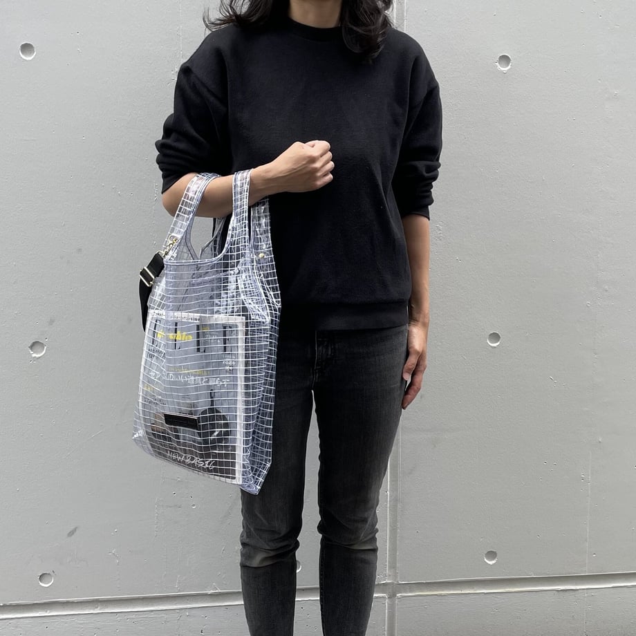 ＜受注商品＞工業資材/スーパーマーケットバッグ(L)(XL)ポーチ付  黒バージョン