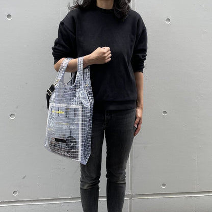 ＜受注商品＞工業資材/スーパーマーケットバッグ(L)(XL)ポーチ付  黒バージョン