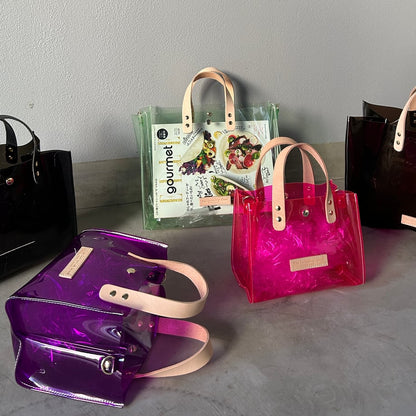 Colored PVC clear bag (tote L) clear gray