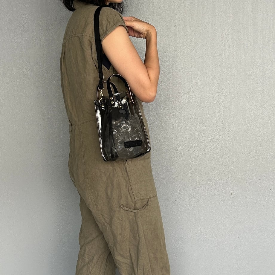 Colored PVC clear bag (pochette) Clear gray