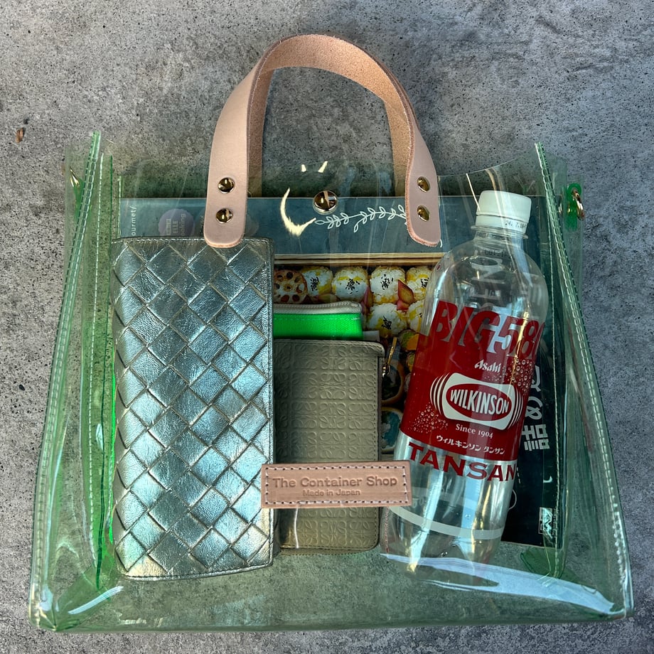 Color PVC clear bag (tote M) dark brown