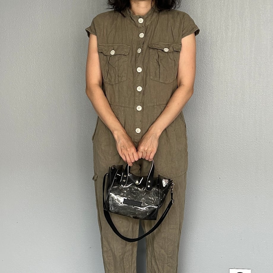 Colored PVC clear bag (tote S) clear gray