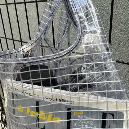 ＜受注商品＞工業資材/スーパーマーケットバッグ(L)(XL)ポーチ付  黒バージョン