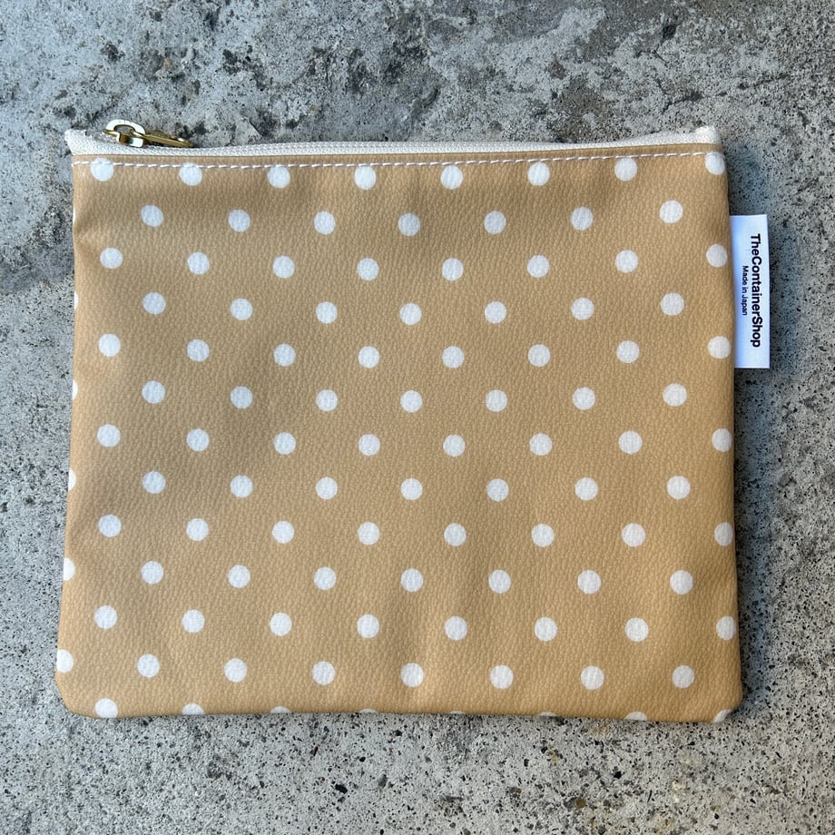 残１）999円💚💛❤️PVC加工プリントポーチ ドット（マチなしポーチM）