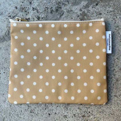 残１）999円💚💛❤️PVC加工プリントポーチ ドット（マチなしポーチM）