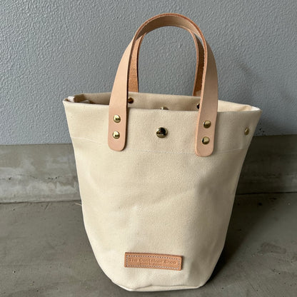 残3）3900円💚💛❤️「軽くて拭ける」PVC加工（丸底トート） IVORYソリッド （アイボリー）