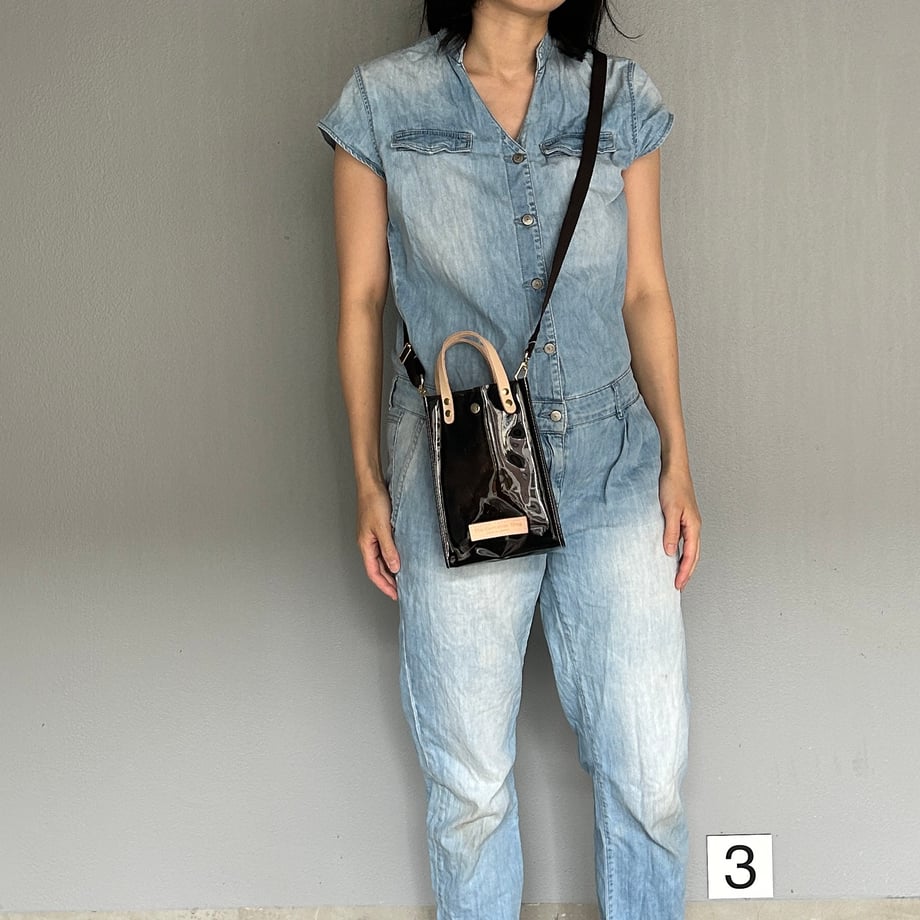 Colored PVC clear bag (pochette) dark brown