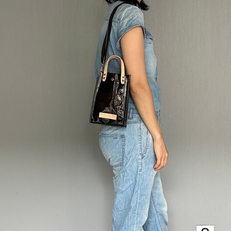 Colored PVC clear bag (pochette) dark brown