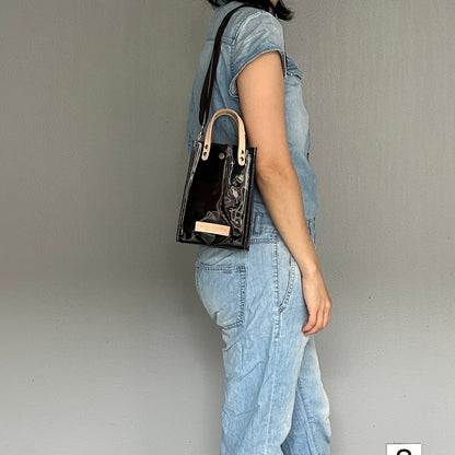 Colored PVC clear bag (pochette) dark brown