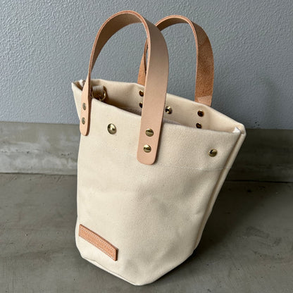 残3）3900円💚💛❤️「軽くて拭ける」PVC加工（丸底トート） IVORYソリッド （アイボリー）