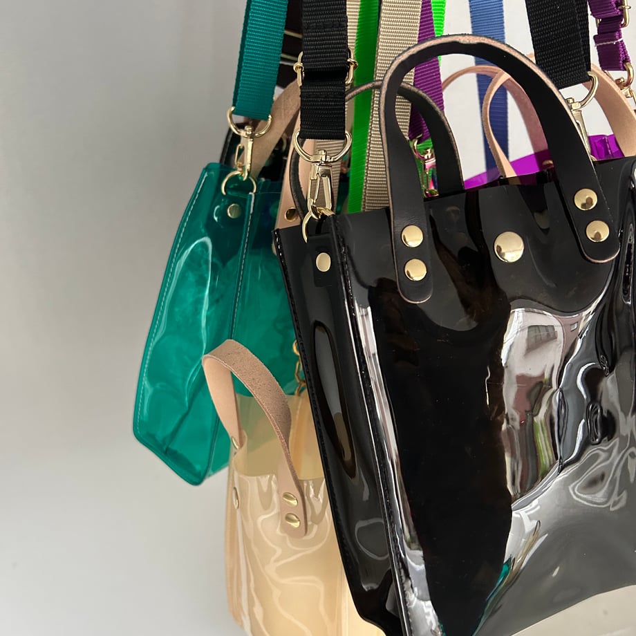 Colored PVC clear bag (pochette) Clear gray