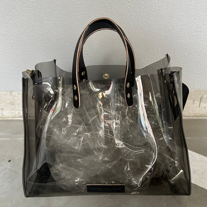 Colored PVC clear bag (tote L) clear gray