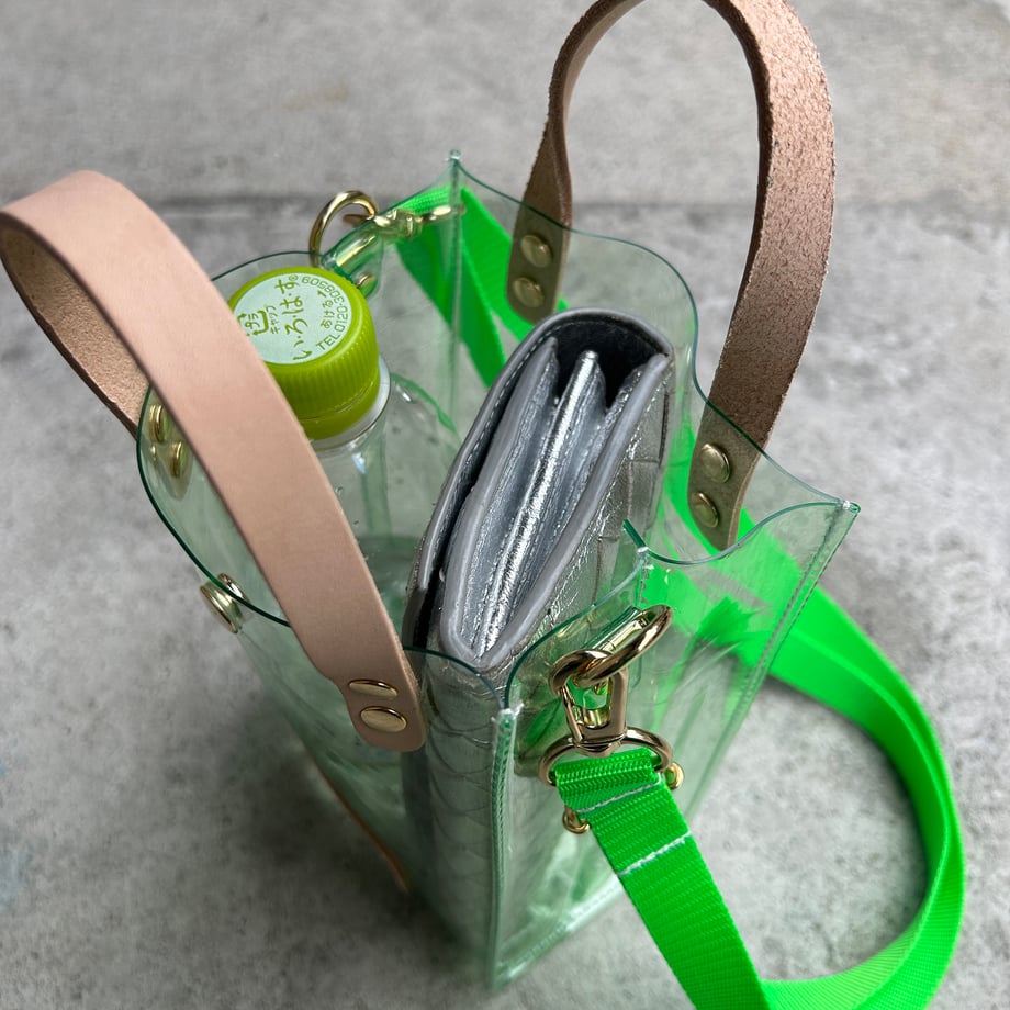 Colored PVC clear bag (pochette) dark brown