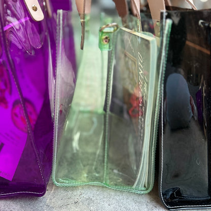 Colored PVC clear bag (tote L) clear gray