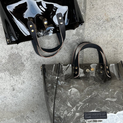 Colored PVC clear bag (tote L) clear gray