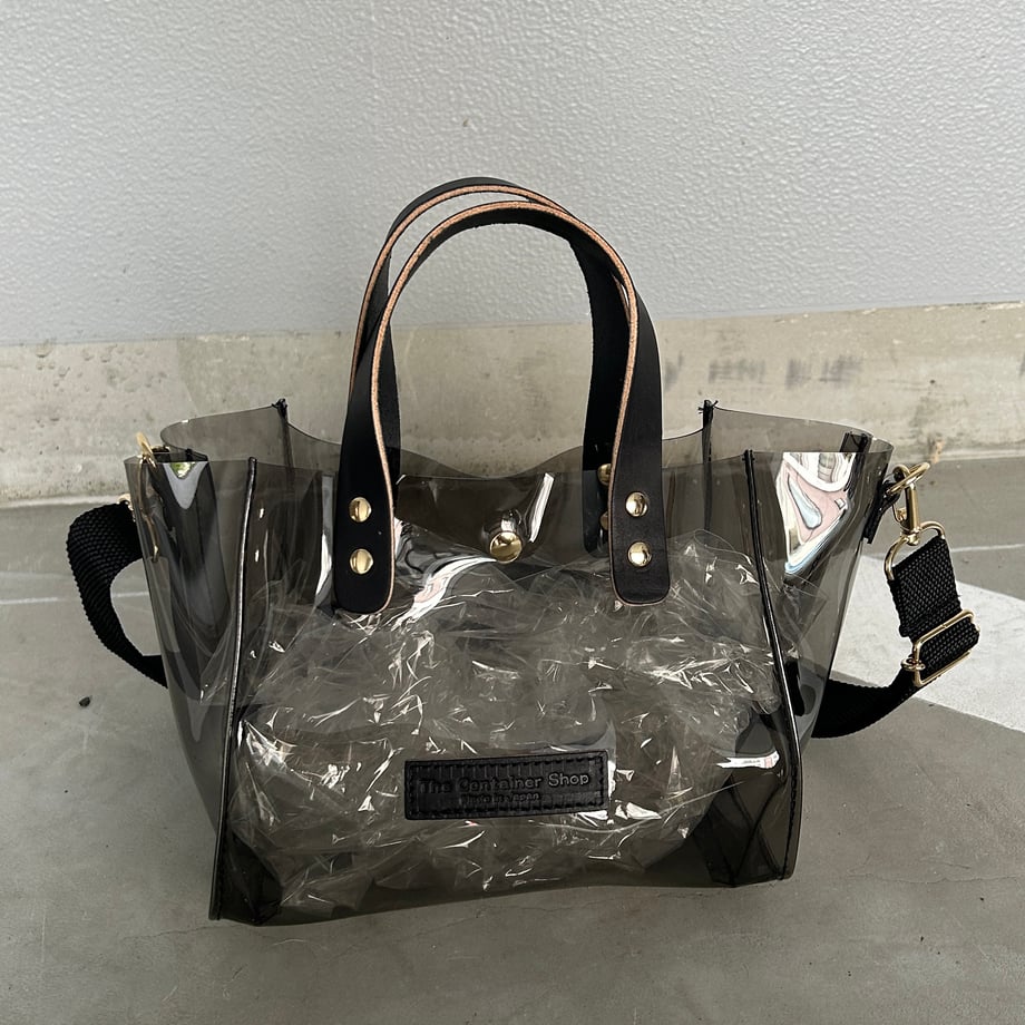Colored PVC clear bag (tote S) clear gray