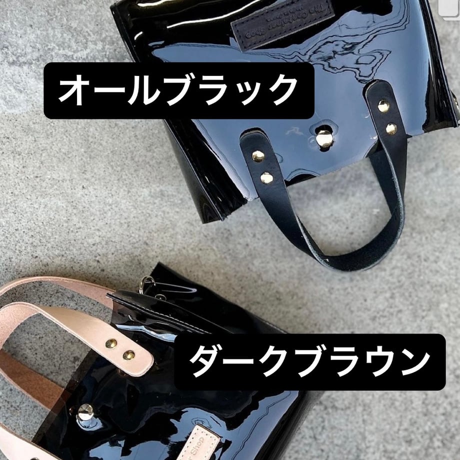 Color PVC clear bag (tote M) dark brown