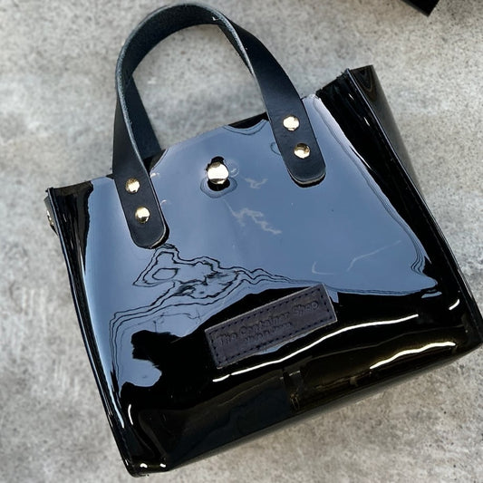 Colored PVC clear bag (tote S) Black