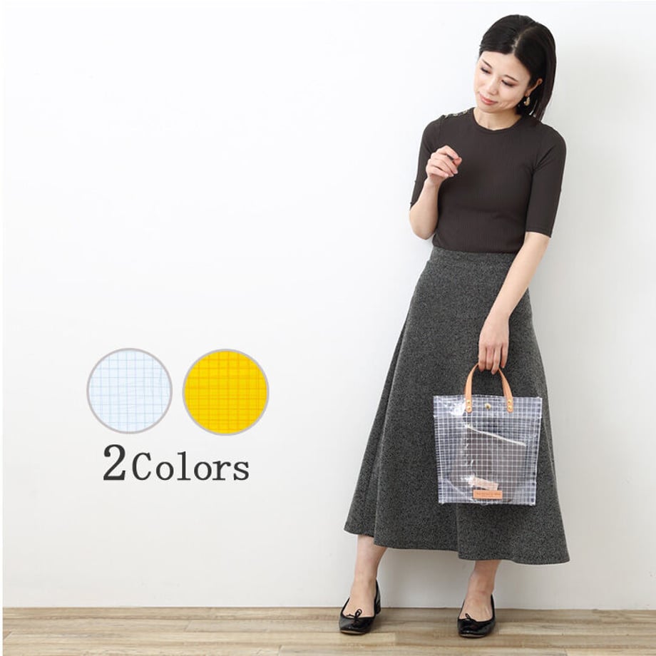 🌈2026円🌈工業資材クリアバッグ（LTS）ヌメ革ハンドルハンドル