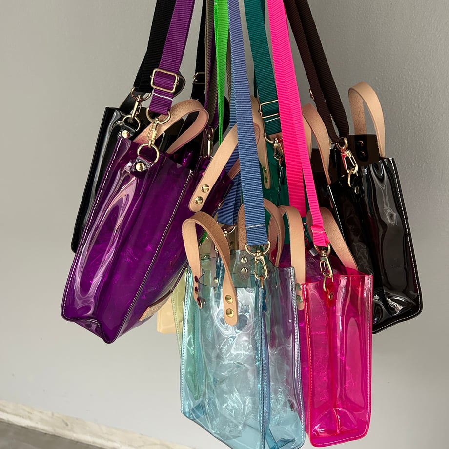 Colored PVC clear bag (pochette) Clear gray