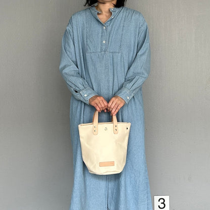 残3）3900円💚💛❤️「軽くて拭ける」PVC加工（丸底トート） IVORYソリッド （アイボリー）