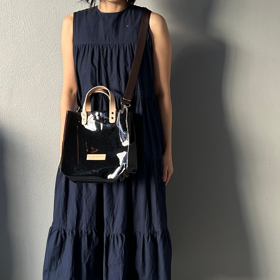 Color PVC clear bag (tote M) dark brown