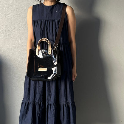 Color PVC clear bag (tote M) dark brown