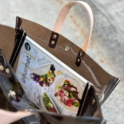 Color PVC clear bag (tote M) dark brown