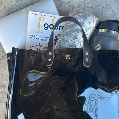 Colored PVC clear bag (tote L) clear gray