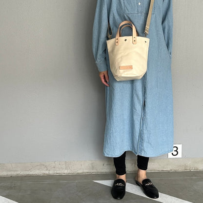 残3）3900円💚💛❤️「軽くて拭ける」PVC加工（丸底トート） IVORYソリッド （アイボリー）