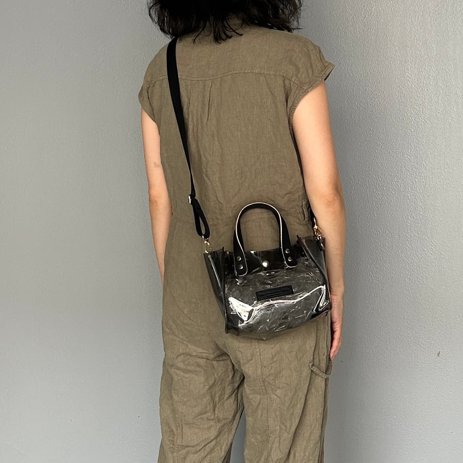 Colored PVC clear bag (tote S) clear gray