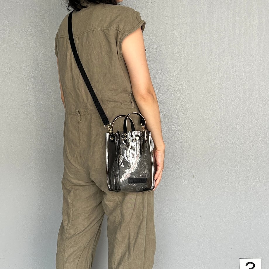 Colored PVC clear bag (pochette) Clear gray